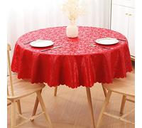 smiry Nappe Ronde en Vinyle imperméable, Robuste, Lavable pour Cuisine et Salle à Manger (Rouge, 152,4 x 152,4 cm)