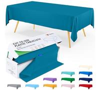 Smiry Rouleau de nappe jetable en plastique turquoise de 137,2 cm x 30,5 m, dans une boîte à découper avec coupe-glisse, nappes rectangulaires imperméables pour mariages, banquets, extérieur