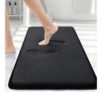 smiry Tapis de Salle de Bain en Mousse à mémoire de Forme, Lavage en Machine, antidérapant et Absorbant pour Baignoire, Douche et Salle de Bain, 50,8 x 81,3 cm, Noir