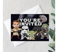 Smith Bros Printers 1898 Star Wars Lot de 24 invitations double face avec enveloppes et 24 autocollants « Thank For Coming To My Party » 30 mm Format A6