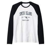 Smith Island MD Vintage Athletic Sports JSN1 Manche Raglan
