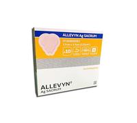 Smith & Nephew Allevyn Ag Sacrum - Pansement Hydrocellulaire Antimicrobien à l'Argent, Coupe Anatomique Sacrum, 17 x 17 cm, Boîte de 10.