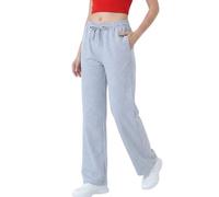 Smith & Solo Pantalon de jogging pour femme - Pantalon de sport long en coton - Pantalon de course confortable - Pantalon de survêtement - Jambe large avec taille élastique - Pantalon de yoga, gris, L