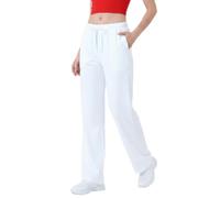 Smith & Solo Pantalon de jogging pour femme - Pantalon de sport long en coton - Pantalon de course confortable - Pantalon de survêtement - Jambe large avec taille élastique - Pantalon de yoga, Blanc