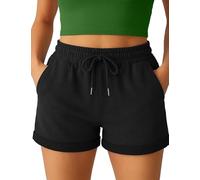 Smith & Solo Short Sport Femme en Coton, Pantalon Court pour Femme, Short Femme ete, Taille Haute, avec Poches, pour Le Jogging, Le Yoga et Le Fitness (Noir, XXL)