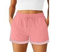 Smith & Solo Short Sport Femme en Coton, Pantalon Court pour Femme, Short Femme ete, Taille Haute, avec Poches, pour Le Jogging, Le Yoga et Le Fitness (Rose, S)