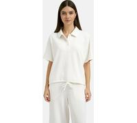 Smith & Soul Smith & Soul White Oversize Scuba Polo Shirt with Floral Beaded Sleeve Detail White S (EU 36-38)