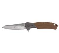 Smith & Wesson Stave 7.75in High Carbon S.S. Ultra Glide Folding Knife with 3.25in Clip Point Blade and Stainless/G10 Handle for Outdoor, Tactical, Survival and EDC