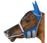 SmithBuilt Masque anti-mouches confortable avec oreilles et long nez pour chevaux (bleu, cob) - Rembourrage en polaire - Maille fine - Protection UV