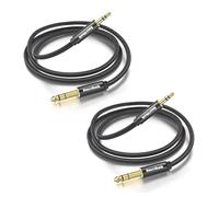 Smithok Lot de 2 câbles audio stéréo de 6,35 mm mâle vers 3,5 mm mâle TRS bidirectionnel pour guitare, ordinateur portable, appareils de cinéma maison, haut-parleurs et amplificateurs 1,2 m