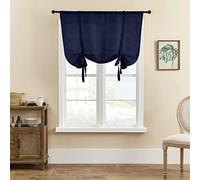 SMITHOOM 1 panneau de rideau romain avec attache, stores romains épais de couleur unie avec passe-tringle pour cuisine, chambre à coucher, salle de bain, buanderie, petite décoration de fenêtre, bleu