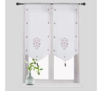 SMITHOOM 1 Panneau Rideau Transparent Voilages à Motif Floral Brodé pour Cuisine Salle de Bains Petite Fenêtre Porte Violet 40x60cm