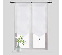 SMITHOOM 1 Panneau Rideau Transparent Voilages à Motif Floral Brodé pour Cuisine Salle de Bains Petite Fenêtre Porte Blanc 80x150cm