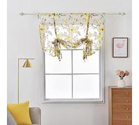 SMITHOOM 1 Panneau Rideaux Voilage à Passe-Tringle Transparentes Tulle Store Romain Motif Fleurs pour Cuisine Salle de Bain Balcon Jaune 60x140cm