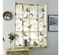 SMITHOOM 1 Panneau Rideaux Voilage à Passe-Tringle Transparentes Tulle Store Romain Motif Fleurs pour Cuisine Salle de Bain Balcon Vert 60x140cm