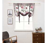 SMITHOOM 1 Panneau Store Romain à Passe-Tringle Réglable Transparent Rideaux Voilages Tulle avec Motif Floral pour Cuisine Salle de Bain Balcon Violet 100x140cm