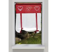 SMITHOOM 1 Panneau Store Romain à Poche pour Tringle Brodé Fenêtre Rideau Voilages pour Salon Chambre Balcon Cuisine Salle de Bain 45x120cm Vin Rouge