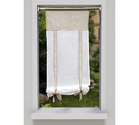 SMITHOOM 1 Panneau Store Romain à Poche pour Tringle Brodé Fenêtre Rideau Voilages pour Salon Chambre Balcon Cuisine Salle de Bain 80x100cm Marron Clair