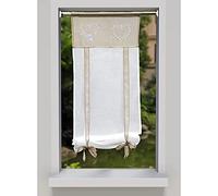 Smithoom 1 Panneau Store Romain à Poche pour Tringle Brodé Fenêtre Rideau Voilages pour Salon Chambre Balcon Cuisine Salle de Bain 45x90cm Marron Clair