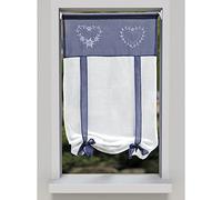 SMITHOOM 1 Panneau Store Romain à Poche pour Tringle Brodé Fenêtre Rideau Voilages pour Salon Chambre Balcon Cuisine Salle de Bain 45x90cm Bleu