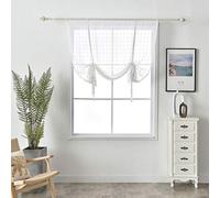 SMITHOOM 1 Pièce Store Romain à Passe-Tringle Translucide Voilage Rideaux pour Chambre d'enfant Salon Balcon Cuisine Salle de Bain Blanc 100x140cm