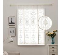 SMITHOOM 1 Pièce Store Romain Rétro Brodé Floral Voilages Rideaux Voile a Passe-Tringle pour Salon Chambre à Coucher Balcon Cuisine Salle de Bain Blanc 60x140cm