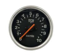 Smiths Réplique de tachymètre mécanique 0-10 000 tr/min Rapport 4:1 Noir vintage Compatible avec Triumph T120 Bonneville, Norton Commando et BSA 1970-1974, lunette chromée