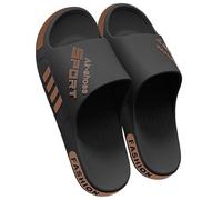 SMIUPIN Chaussures de douche pour la salle de bain, pantoufles pour l'extérieur et l'intérieur, sandales pour la maison,39-40,Noir&Brun