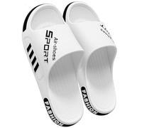 SMIUPIN Chaussures de douche pour la salle de bain, pantoufles pour l'extérieur et l'intérieur, sandales pour la maison,39-40,Blanc&Noir