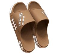 SMIUPIN Chaussures de douche pour la salle de bain, pantoufles pour l'extérieur et l'intérieur, sandales pour la maison,45-46,Marron&Blanc