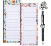 Smivyhp Lot de 2 blocs-notes magnétiques pour liste de courses avec 1 porte-stylo magnétique, 50 feuilles/pièce, bloc de listes de courses, bloc-notes, motif floral