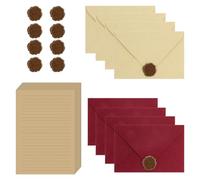 Smivyhp Lot de 36 feuilles de papier à lettre vintage élégant avec 8 enveloppes en lin, 20 papiers vintage et 8 sceaux de cire pour anniversaire, lettre d'amour et invitation de mariage
