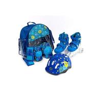 SMJ Ensemble 2 en 1 pour Enfant Rollers en Ligne réglables avec Roues LED + Protection + Casque + Sac