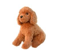 SMJWH Caniche en Peluche réaliste, Chien couché, Chiot réaliste, Peluche Douce for, Cadeau for Amoureux des Chiens Marron