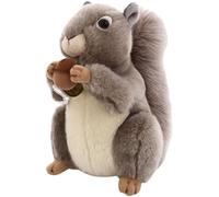 SMJWH Écureuil Gris en Peluche réaliste, Doux et câlin, Tenant Une Noix, Cadeau for (garçons Filles)
