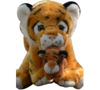 SMJWH Ensemble de Peluches Tigre mère et Petit, Adorable poupée Tigre réaliste, Douce et câline, Cadeau(Brown)