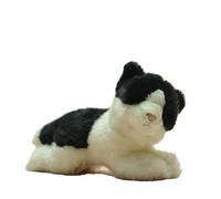 SMJWH Jouet en Peluche Noir et Blanc - Chaton réaliste couché/au Repos Poupée câline à Collectionner Fourrure Super Douce for décoration d'intérieur