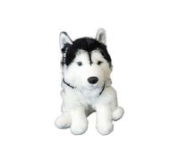 SMJWH Peluche Chien Husky de Sibérie Doux et, Adorable Chiot Noir Blanc, Cadeau Câlin for Adultes, Ressemble à Un Assis