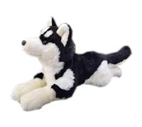 SMJWH Peluche Husky réaliste, Malamute d'Alaska, Chien couché, Chiot Doux et câlin, Cadeau for