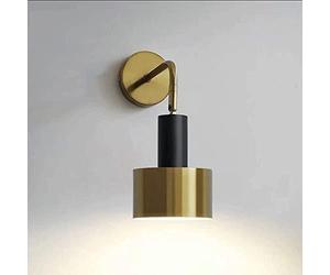 SMJY Appliques murales en laiton brossé, sconce à angle de faisceau réglable, corps de lampe d'intérieur en métal + appliques murales à abat-jour noir pour chambre, salle à manger, îlot