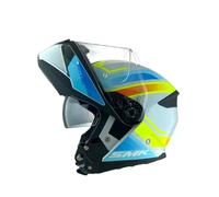 SMK Helmets Casque modulaire GULLWING SUPERTOUR blanc bleu et jaune homologué 22.06 avec double visière P/J (M 57/58)