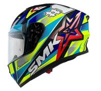 SMK Stellar Uno Casque intégral de moto Bleu et jaune fluo 22.06 Entièrement homologué pour moto (M 57/58)