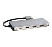 SMK USB-C Dual 4K Multi Stream Mini Station d'accueil pour ordinateur portable/caméra/scanner/tablette/moniteur/projecteur/TV 100W USB Type C 2x USB 2.0-2x USB 3.0 Réseau (RJ-45) HDMI VGA Th