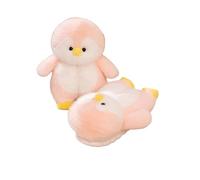 SMKBDFC Little Penguin Winter Shorts moelleux d’hiver Chaussons à talons fermés pour femmes Chaussures antidérapantes à semelles souples Style couple Chaussures en coton(38,rose)