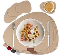 smøla Ensemble de 8 sets de table en feutre premium - Ovale incl. sous-verre | Set de place lavable Beige | Set de dessous de plats amovibles avec sous-verre en feutre pour assiettes, verres |