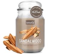 smøla Grande bougie parfumée dans un verre - Bois de santal - 625 ml - Durée de combustion : jusqu'à 140 heures - Bougie végétalienne à la cire de soja - Idée cadeau parfaite