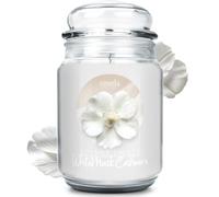 smøla Grande Bougie Parfumée en Verre I Musc Blanc Cachemire 625ml - Bougie, Parfum de Musc Cachemire Doux I jusqu'à 140 Heures de Combustion I Bougie en Cire de Soja Végane I Idée Cadeau Parfaite