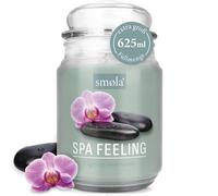 smøla Grande bougie parfumée en verre I Spa Feeling 625ml - Bougie fleurie et fraîche I jusqu'à 140 heures de combustion I Bougie en cire de soja végétalienne I Idée cadeau parfaite