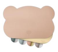 smøla Sets de table pour enfants - Ours I Sets de table lavables en cuir synthétique sans BPA I Sets de table pour tout-petits et bébés I 2 couleurs (pêche rose/doré)
