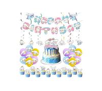 SMLHPARTY Cinnamoroll Anniversaire Décoration Pack: Arche de Ballon, 18 Ballons, 25 Garnitures de Gâteaux, 1 Bannière, 6 Spirales Décoration - Rose, Uni